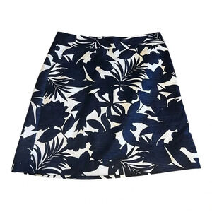 Ann Taylor Factory Floral Skirt, Size 6, Navy Blue and White